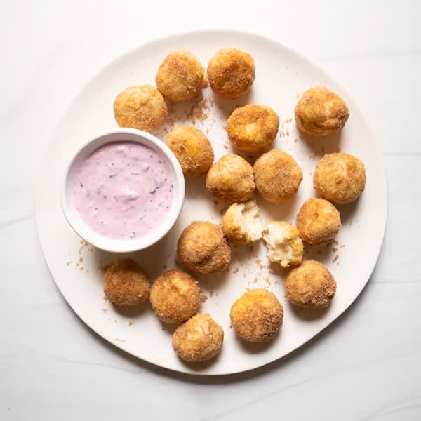 Photo of Air-fried donut holes with creamy berry sauce by WW