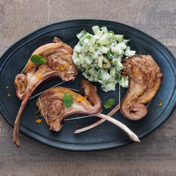 Photo of Lamb chops with cucumber-mint salad by WW