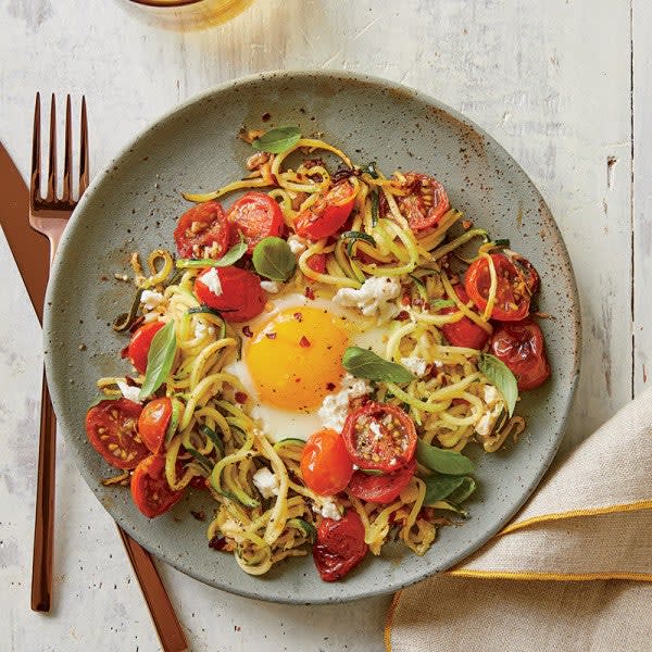 Photo of Egg in a Zucchini Noodle Nest with Tomato, Basil & Ricotta Salata by WW