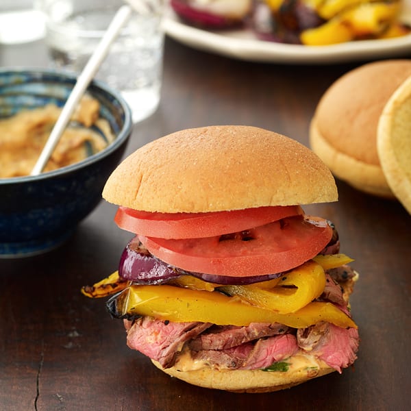 Photo of Grilled Flank Steak and Pepper Sandwiches with Chipotle Mayo by WW