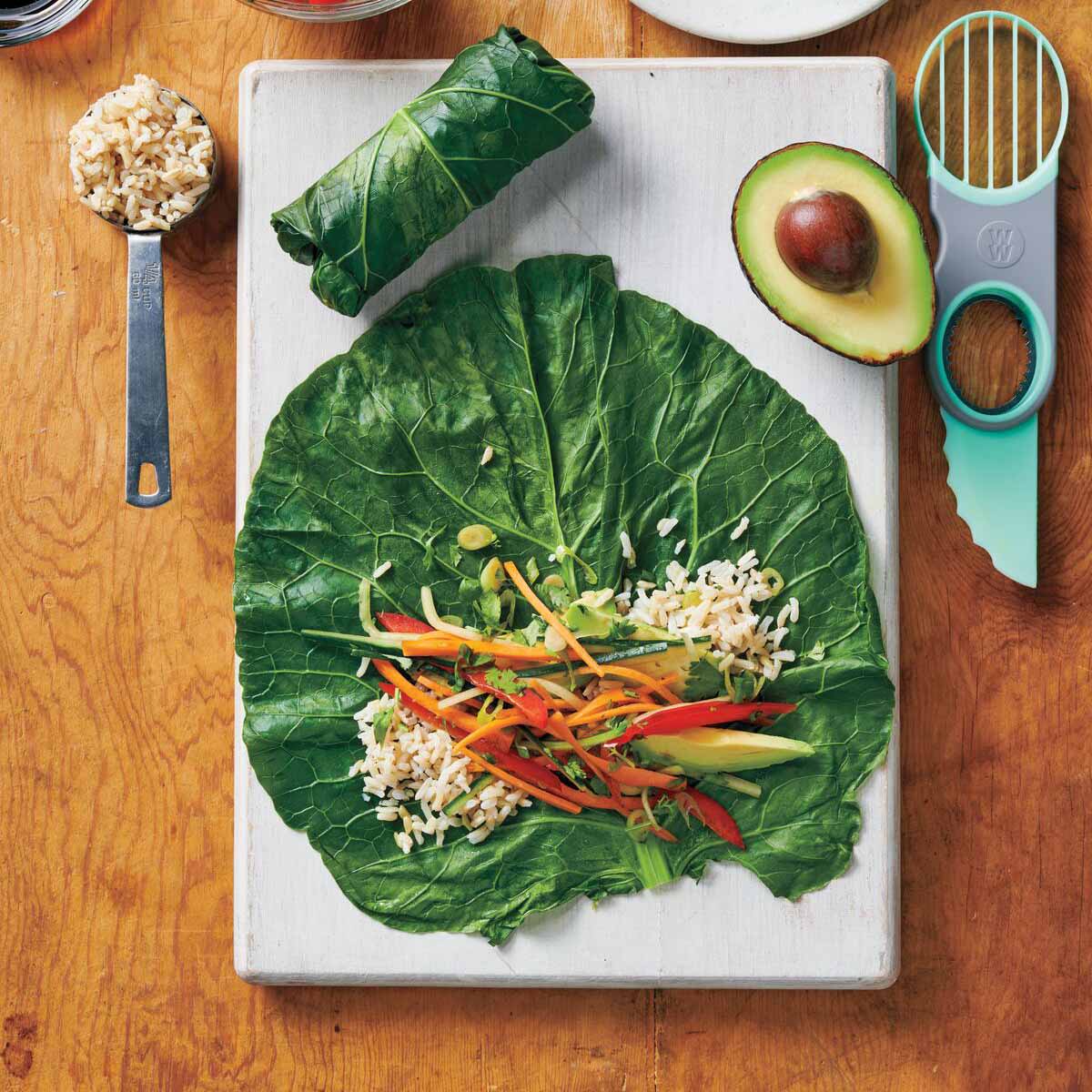 Photo of Brown rice and veggie collard wraps by WW