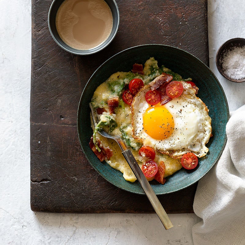 Photo of Slow cooker cheese grits and greens with an egg by WW