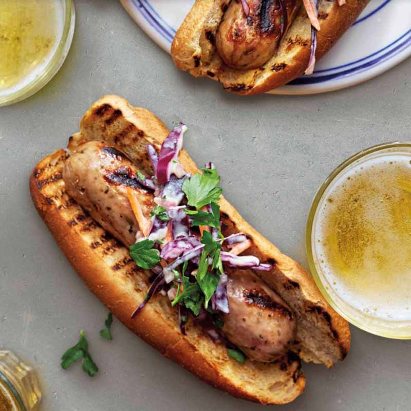 Photo of Grilled chicken sausage subs with creamy dijon slaw by WW
