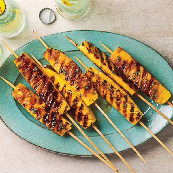 Photo of Grilled Pineapple Skewers with Honey-Thyme Glaze by WW