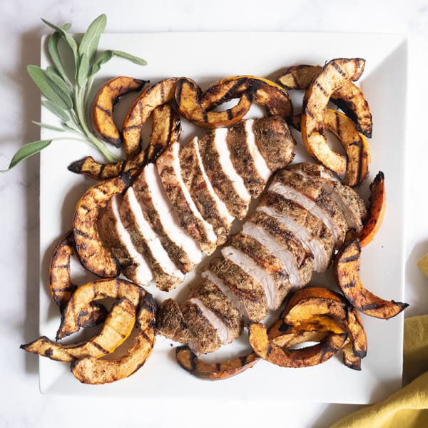 Photo of Grilled turkey tenderloin and acorn squash by WW