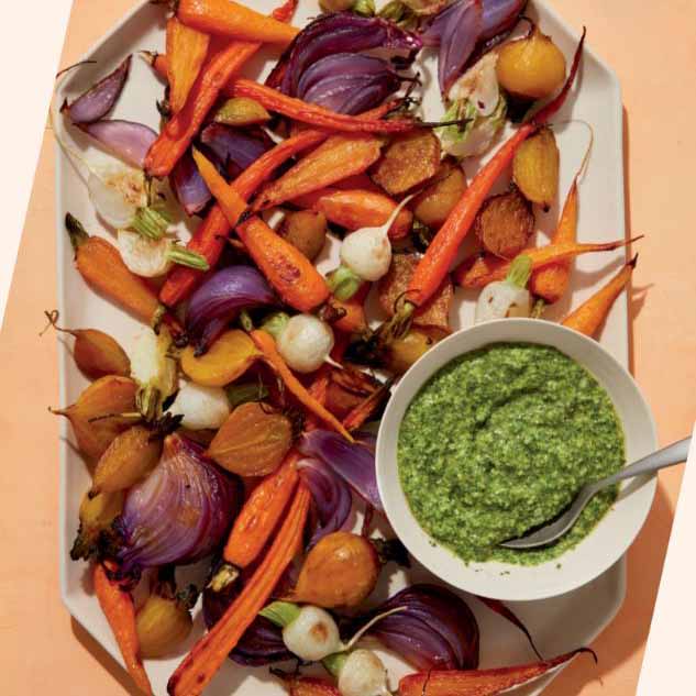 Photo of Roasted Roots with Carrot Top Pesto by WW