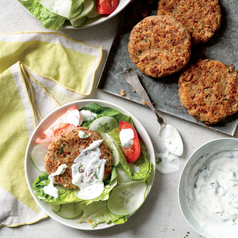 Photo of Bean Burger Salads with Creamy Cilantro-Lime Dressing by WW