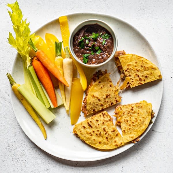 Photo of Smashed pinto quesadilla with salsa-bean dip & veggies by WW