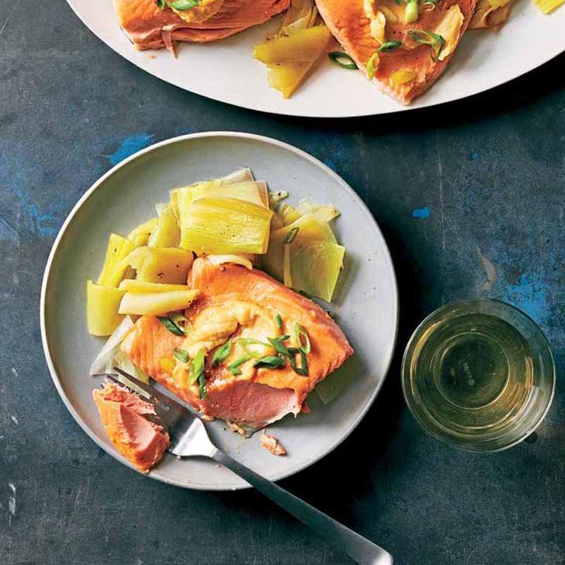 Photo of Instant Pot Salmon with Melted Leeks and Miso Butter by WW