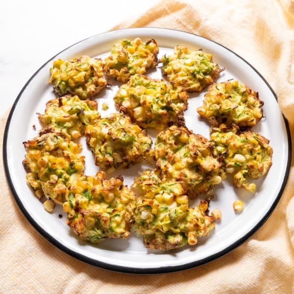 Photo of Air fryer zucchini, corn, and feta fritters by WW