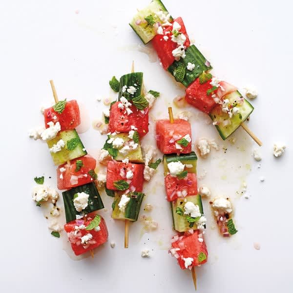 Photo of Watermelon - Cucumber Skewers with Feta & Mint by WW