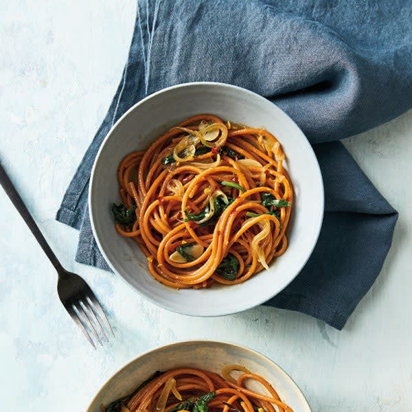 Photo de Spaghetti de lentilles aux épinards et aux anchois par WW