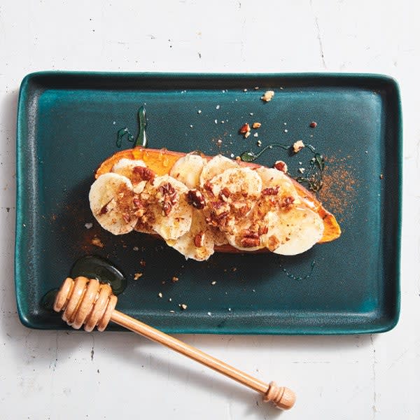 Photo of Sweet potato toast with banana, honey and pecans by WW