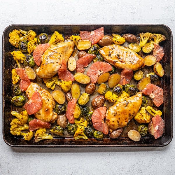 Photo of Chicken & veggie sheet pan dinner with grapefruit glaze by WW