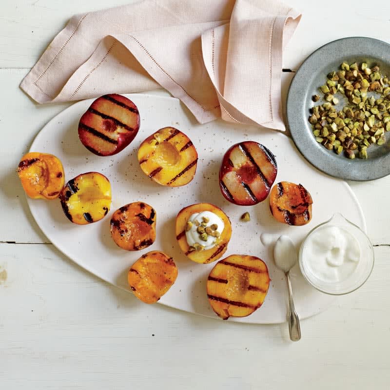 Photo of Grilled Stone Fruit with Honey Yogurt and Pistachios by WW