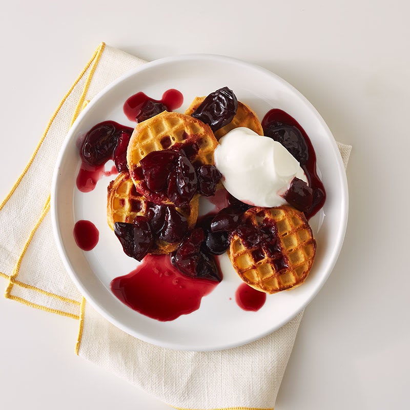 Photo of Waffle Short Stack with Cherry-Almond Sauce by WW