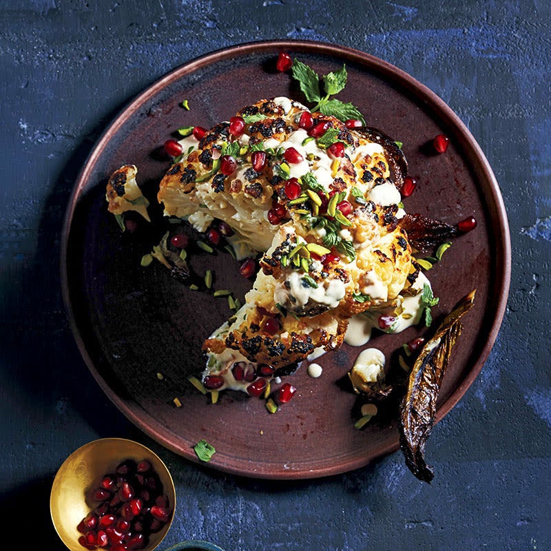 Photo of Whole Roasted Cauliflower with Tahini, Mint, Pistachios and Pomegranate Seeds by WW