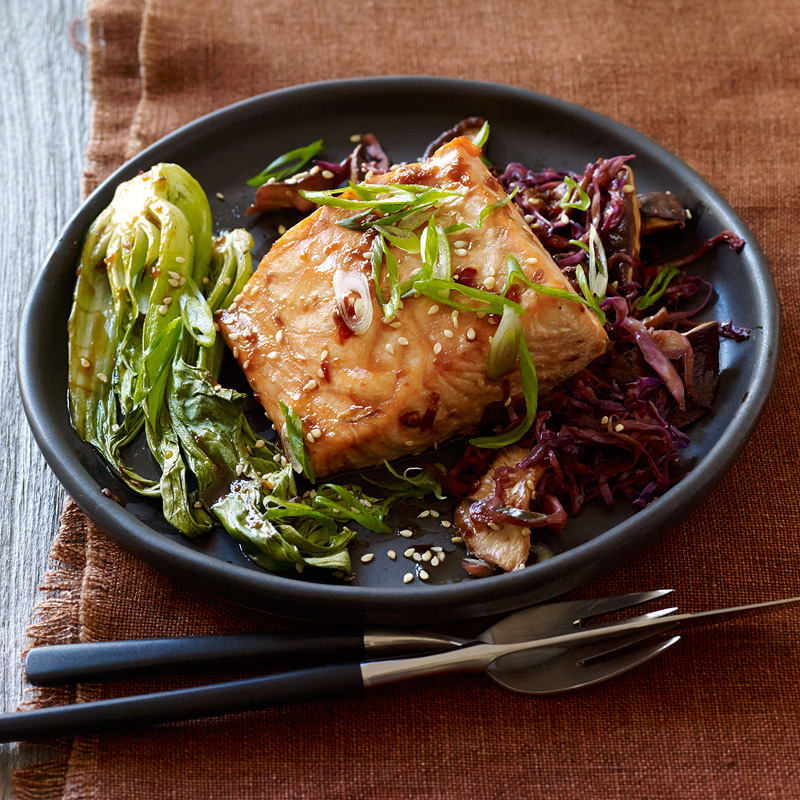 Photo of Asian-Spiced Salmon with Baby Bok Choy and Shiitakes by WW
