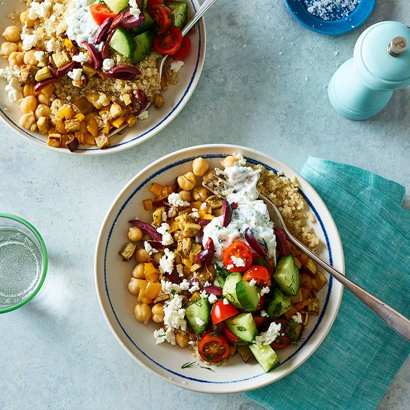 Photo of Greek Quinoa Bowls with Chickpeas, Peppers and Eggplant by WW