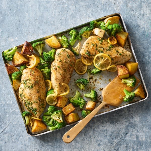 Photo of Lemon-herb chicken, broccoli & potato sheet pan dinner by WW