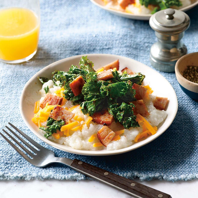 Photo of Cheddar grits with kale & bacon by WW