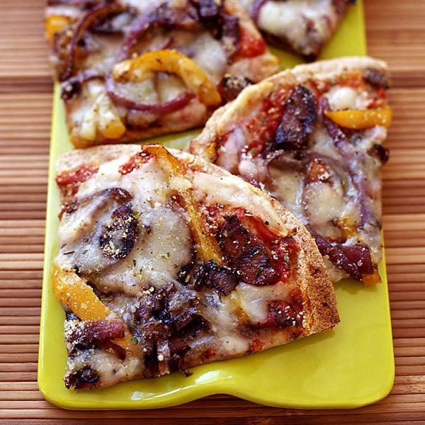 Photo of Grilled pizza with sausage, onions and peppers by WW