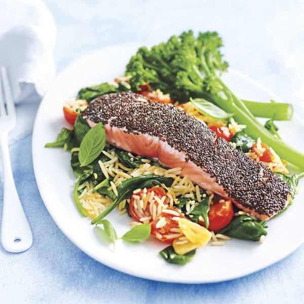 Photo of Chia-Crusted Salmon with Spinach Rice by WW
